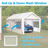 ZNTS Carport Canopy 10x20 FT Heavy Duty Boat Car Canopy Garage with Removable Sidewalls and Roll-up W1212104230