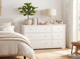 Left 3 Large Drawers Right 3 Small Drawers MDF Painted Drawer Cabinet 42.52*15.75*32.28in White 17224195