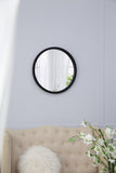 20" x 20" Circle Wall Mirror with Wooden Frame and Black Finish, Wall Mirror for Living Dining W2078124341