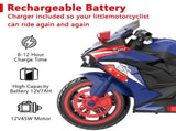 12V Electric Motorcycle for Kids, Powered Toy Motorcycle, Child Motorcycle Ride On with Light Wheels 96917311