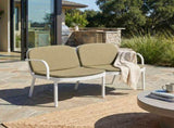 Luna Outdoor Patio PP Loveseat, White Frame with Green Cushion N775P272741W