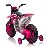 ZNTS 12V Kids Ride on Toy Motorcycle, Electric Motor Toy Bike with Training Wheels for Kids 3-6, Rose Red W2181P164393