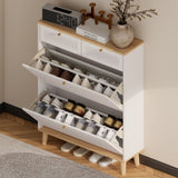 Shoe cabinet with 2 flip-up doors and 2 drawers,narrow shoe rack cabinet,freestanding shoe W3166P266365