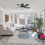 42 Inch Flush Mount Ceiling Fans with LED Light 22W and Remote Control 5 ABS Fan Blades for Bedroom W934P316651