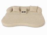 70 inches 2-in-1 Convertible Sleeper Sofa Bed with Cup Holders, Apricot Chenille Loveseat with W5156P546724