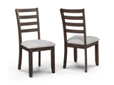 2pc Contemporary Rich Wood Finish Beautifully Crafted Ladder-back Dining Chairs Wooden Brown Gray B011P315733