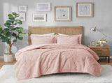 Full/Queen Embroidered Medallion Faux Fur Ultra Plush Comforter Mini Set B03597037