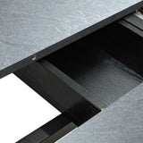 55.11" -70.86"Retro Rectangular Stretch Dining Table,Dark Grey stone Top And Relief Plate, W757P209558