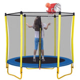 ZNTS 5.5FT Trampoline for Kids - 65" Outdoor & Indoor Mini Toddler Trampoline with Enclosure, Basketball 82509817