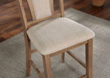 Transitional Set of 2 Counter Height Chairs Natural Tone And Beige Solid wood Chair Padded B011104627