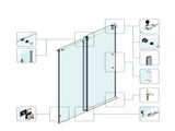48*76" Fixed & Sliding Shower Round Tube Hardware, Round Tube Hardware, Clear Glass Shower 77081278