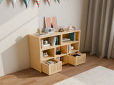 Bamboo 8 Cube Book Shelf,Kids Bookshelf with 2 Drawers ,Modern Open Storage Organizer,Display W2207P504620