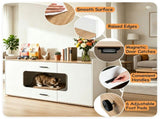 Large Litter Box Enclosure Furniture with Storage Drawers & Built-In Scratching Board, Hidden 92037277