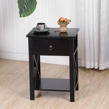 Black Spray Paint Cross Type Single Suction Double Layer Nightstand 74831538