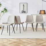Light gray artificial leather backrest dining chair, black metal legs, curved widened W1151126209