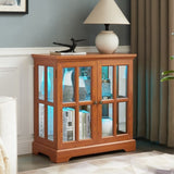 LED Curio Display Cabinet,Antique Display Cabinet with Adjustable Shelves,Retro Design Quality W2275P292660