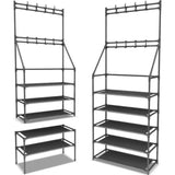 ZNTS 5-Tier Shoe Rack Shoe Storage for Entryway,Narrow Shoe Rack,Coat and Shoe Rack with 8 Hooks 89388992