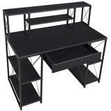 Black Office Desk with Open Shelves and Hutch B062P184528
