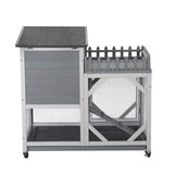 ZNTS Large Rabbit Hutch, Wooden Bunny Cage with Casters, Fence, Trays, Water Bottle, Indoor and Outdoor W2181P146764