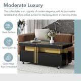 ON-TREND Contemporary Coffee Table Faux Marble Top, Rectangle Cocktail Table WF305961AAB