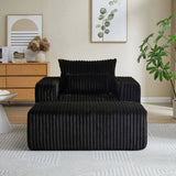 62.5-Inch Corduroy Sponge Sofa Lounge Chair with Removable footrest,No Assembly Required,Fluffy W834P206048