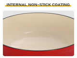Cast iron 7.5QT cooking pot - Gradient red color - Includes two silicone gloves - Enamel pot 48995133