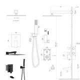 Shower System with Waterfall Tub Spout,12 Inch Wall Mounted Square Shower System with Rough-in W124381902