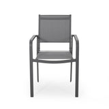 Outdoor Modern Aluminum Dining Chair with Mesh Seat , Gun Metal Gray and Dark Gray 66800.00GRY