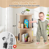 2-Tier Kids Rotating Bookshelf - 360&deg Display for Books/Toys, Bear Baffles Child-Friendly Height, 59781382
