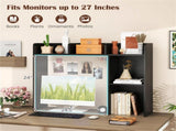 Black Desktop Bookshelf for 27''/68.58cm Monitor, 93.9825.4073.66cm Engineered Wood Desk Hutch 43086340
