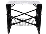 Foldable Aluminum Camping Kitchen Table Heat Resistant Slatted Tabletop, 4 Foldable Side Trays Mesh 08504141