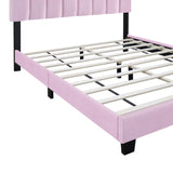 Pink Velvet Upholstered Bed Frame with Adjustable Features, Teenage Girl's Favorite Pink Collection. W1867P143798