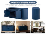 U_STYLE 55.1" Modern Storage Cabinet 2 Doors & 2 Drawers, Stripe MDF Sideboard with Aluminum N711P345168V