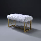 White and Gold Bench with Sled Base B062P189116