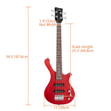 ZNTS GW101 36in Small Scale Electric Bass Guitar Suit With Mahogany Body SS 03924331