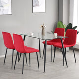 ZNTS Indoor Velvet Dining Chair, Modern Dining Kitchen Chair with Cushion Seat Back Black Coated Metal W210125548