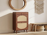 Rattan shoe cabinet with 1 drawer and 2 flip-top drawers, made of particleboard, 54*24*110cm, brown 69844102