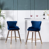 Leland Fabric Upholstered Counter Height Wingback Stools, Set of 2, Blue T2574P165106