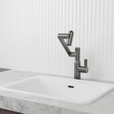 ZNTS Gun Grey Bathroom Sink Faucet with Spray Function and Temperature Display for Anti-Skid Switch and W1217P214939