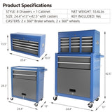 ZNTS Rolling Tool Chest with Wheels 8 Drawers, Assembled Tool Cabinet Combo with Drawers, Detachable 12310463