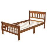 Wood Platform Bed Twin Bed Frame Panel Bed Mattress Foundation Sleigh Bed with WF192434AAL
