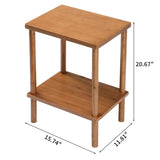 2 Tier Wood End Table, Outdoor Side Table with Storage Shelf, Small Patio Coffee Table, Weather 92772875