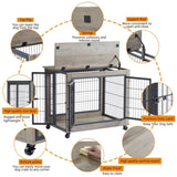 ZNTS Furniture Dog Cage Crate with Double Doors on Casters. Grey, 31.50'' W x 22.05'' D x 24.8'' H. 70138030