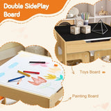 3-in-1 Kids Study Table & Chairs Set - Multi-Functional Activity Table with Detachable Blackboard W2700P311797