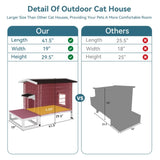 ZNTS Outdoor Cat House, Large Feral Cats House with Escape Door,Wooden Outside Cat Shelter Weatherproof W142763538