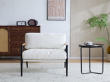 27.56" Modern Accent Chair with Plush Cushions, Minimalist Metal Frame, and Wooden Armrest Design N767P215306B