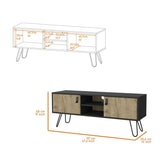 Kimball Hairpin Legs TV Rack, Media Unit with 2 Doors and Open Shelves B128P176179