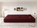 Modern Floor Sofa with 2 Pillows,Convertible Teddy Fabric Foam-Filled Sleeper Sofa Bed,15" Full Size W1885P308173