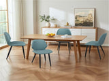 Green Leather Dining Chair with Metal Legs, Shell Shape Upholstered Chair Set of 6 for Kitchen, T3967P409151
