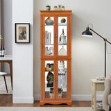 ZNTS Lighted Glass Curio Display Cabinet,Display Cabinet,Glass Storage Cabinet Glass Wine cabinet Wood W2275P178797